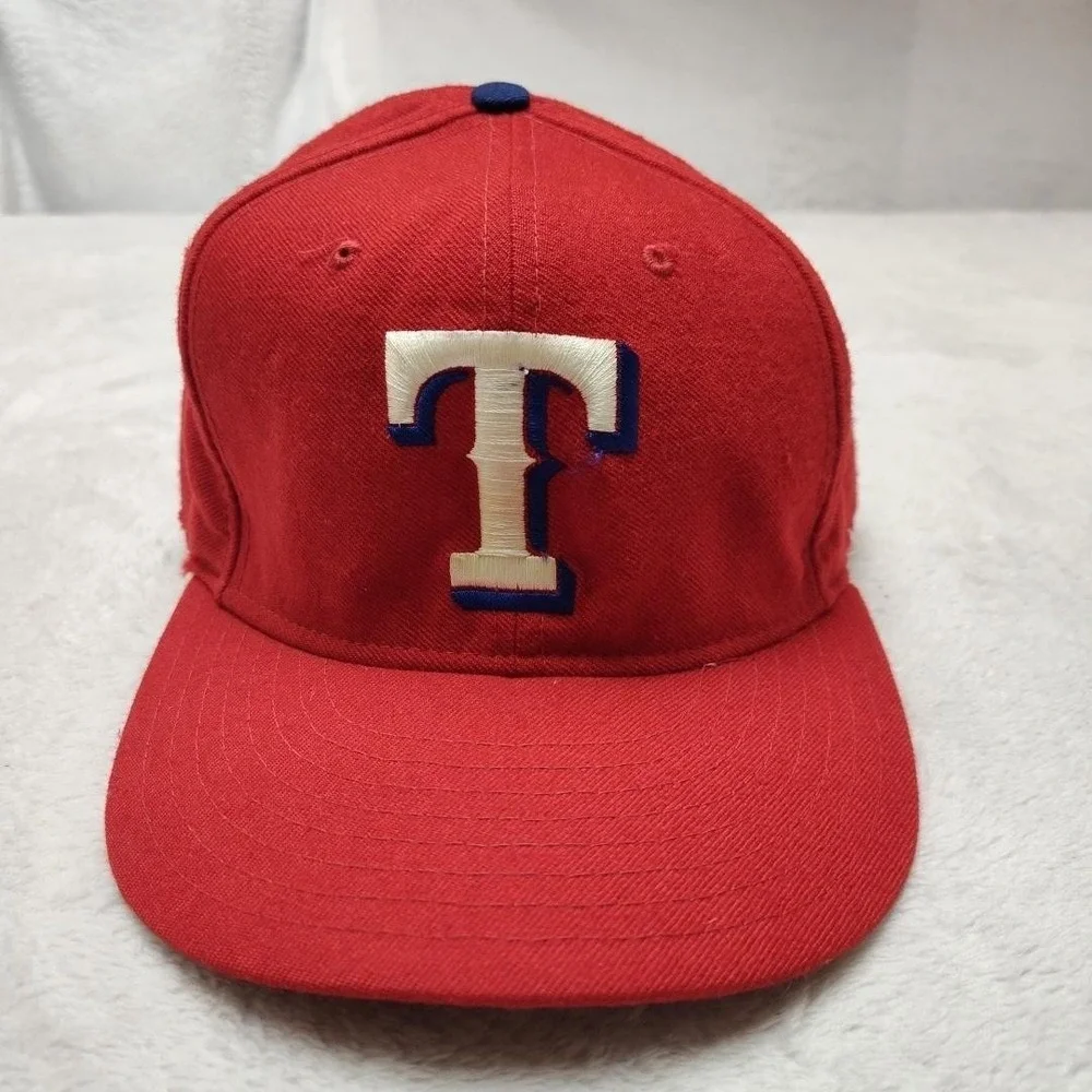 VTG Texas Rangers Fitted Hat 7 3/8 New Era 5950 Diamond Collection Pro Model USA